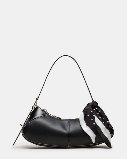 ROXEY Bag Black Crescent-Shaped Top-Zipper Shoulder Strap Handbag Steve Madden BLACK