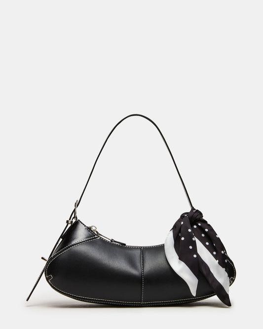 ROXEY Bag Black Crescent-Shaped Top-Zipper Shoulder Strap Handbag Steve Madden BLACK