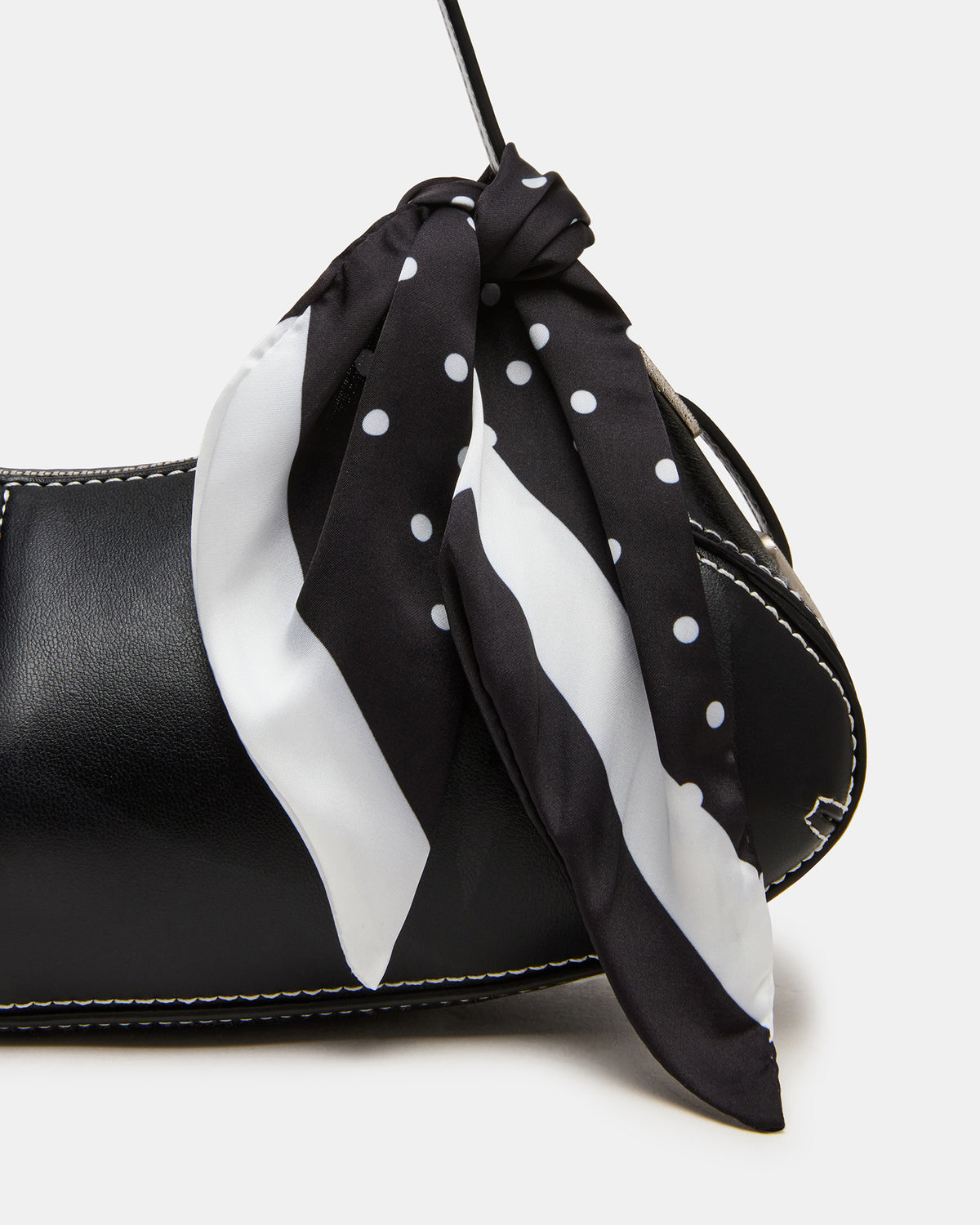 ROXEY Bag Black Crescent-Shaped Top-Zipper Shoulder Strap Handbag Steve Madden BLACK