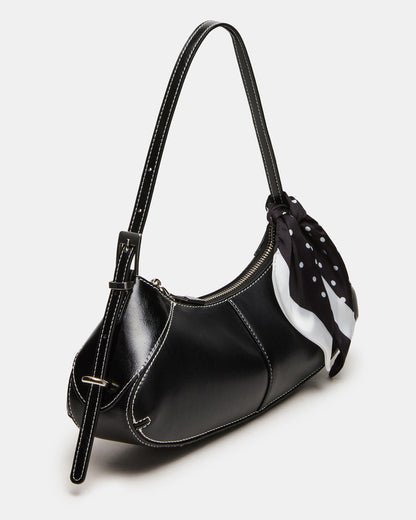 ROXEY Bag Black Crescent-Shaped Top-Zipper Shoulder Strap Handbag Steve Madden BLACK