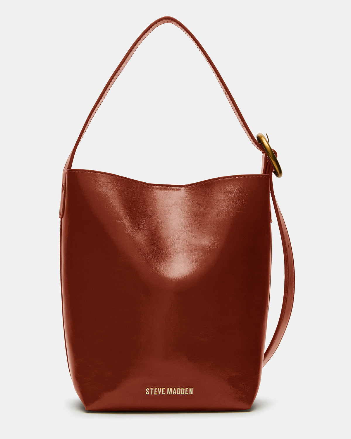 SOFIEE Bag Rust Leather Shoulder Strap Bucket Tote Handbag Steve Madden RUST LEATHER