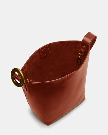 SOFIEE Bag Rust Leather Shoulder Strap Bucket Tote Handbag Steve Madden RUST LEATHER