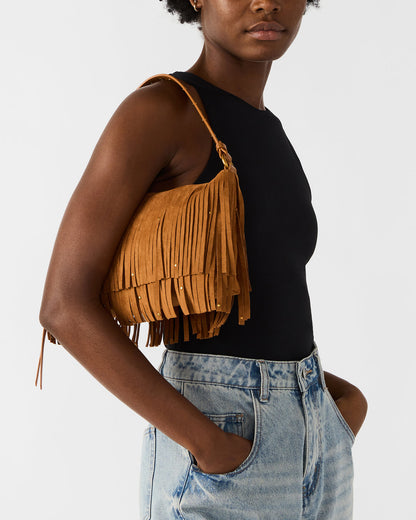 BOHEME Bag Tobacco Shoulder Strap Studded Fringe Handbag Steve Madden TOBACCO
