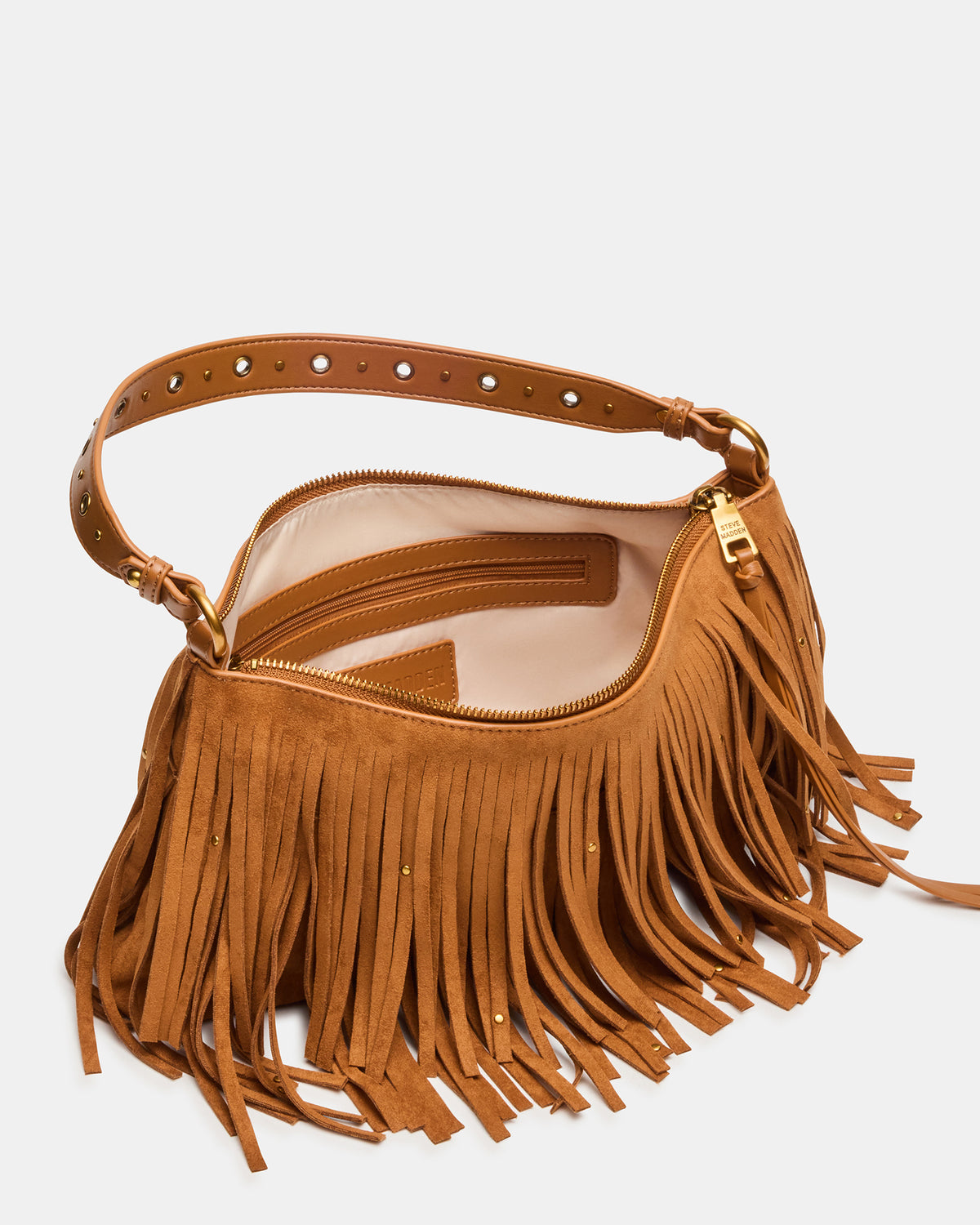BOHEME Bag Tobacco Shoulder Strap Studded Fringe Handbag Steve Madden TOBACCO