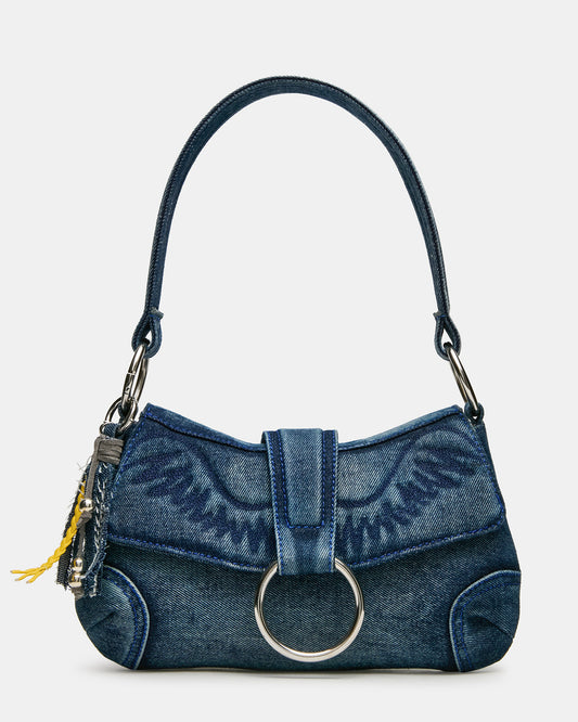 ALBANY Bag Denim/Blue Western-Inspired Denim Shoulder Handbag Steve Madden DENIM BLUE