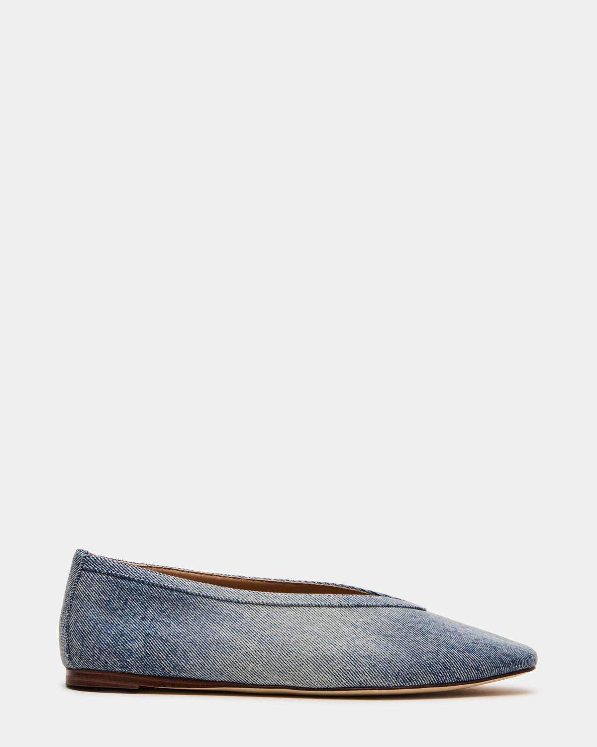 LENI Denim Fabric Square-Toe Ballet Women's Flat Steve Madden DENIM FABRIC