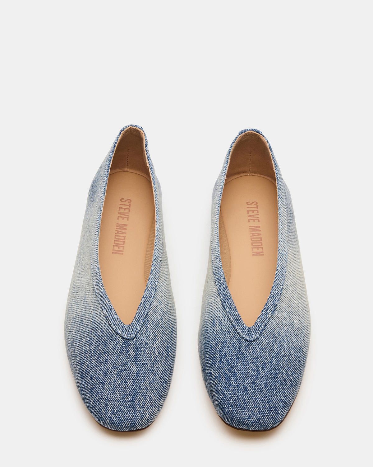 LENI Denim Fabric Square-Toe Ballet Women's Flat Steve Madden DENIM FABRIC