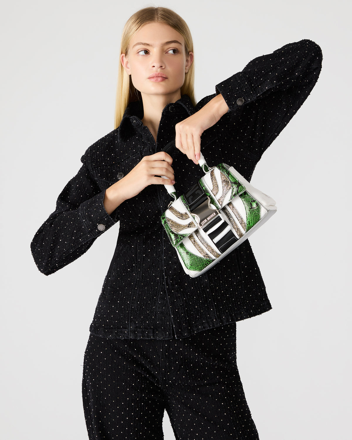 DIEGO Bag Green Metallic Crossbody Strap Women's Handbag Steve Madden GREEN METALLIC