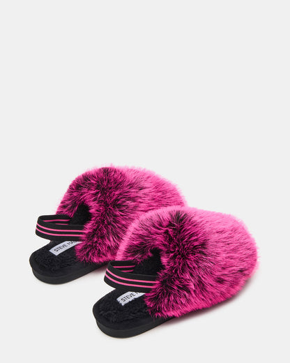 Kids' POOF Fushia Slip-On Faux Fur Girls' Flat Steve Madden FUSHIA