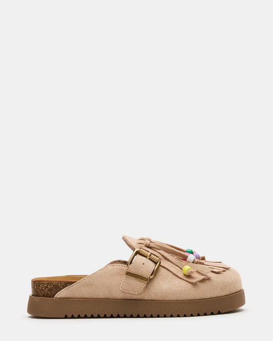 Kids' TREAT Taupe Girls' Slip-On Fringe Flat Steve Madden TAUPE