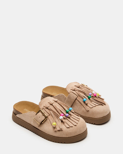 Kids' TREAT Taupe Girls' Slip-On Fringe Flat Steve Madden TAUPE