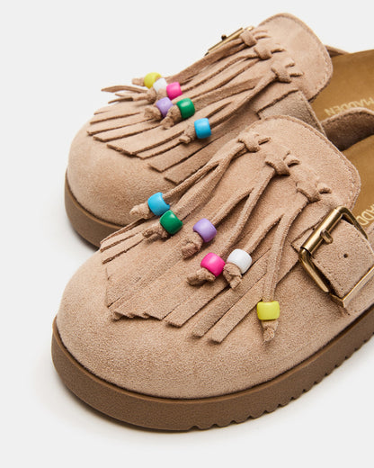 Kids' TREAT Taupe Girls' Slip-On Fringe Flat Steve Madden TAUPE