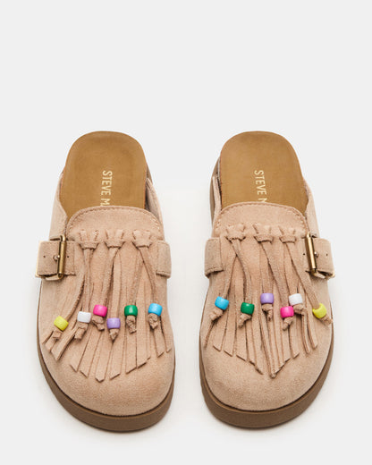 Kids' TREAT Taupe Girls' Slip-On Fringe Flat Steve Madden TAUPE