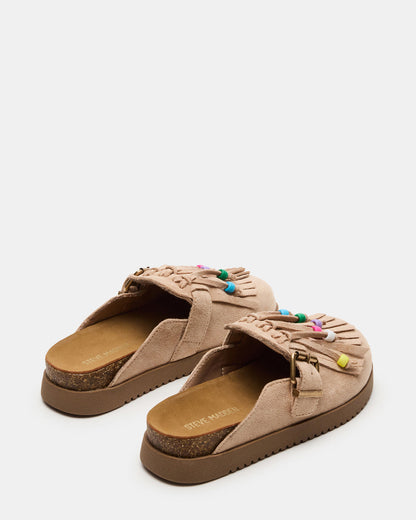 Kids' TREAT Taupe Girls' Slip-On Fringe Flat Steve Madden TAUPE