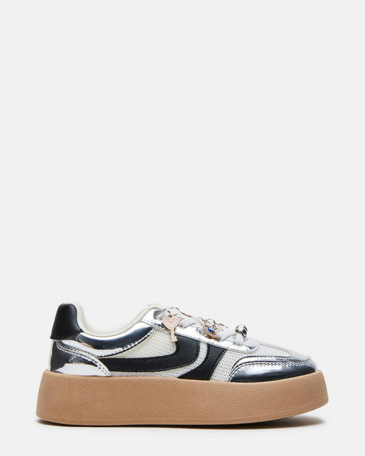 Kids' JERSEY CHARMS Silver Girls' Low-Top Platform Sneaker Steve Madden SILVER