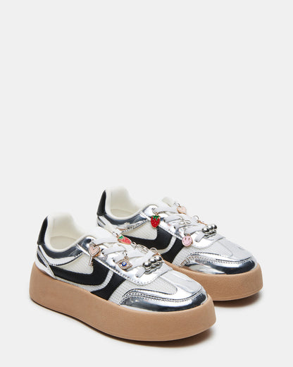 Kids' JERSEY CHARMS Silver Girls' Low-Top Platform Sneaker Steve Madden SILVER