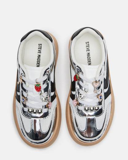 Kids' JERSEY CHARMS Silver Girls' Low-Top Platform Sneaker Steve Madden SILVER