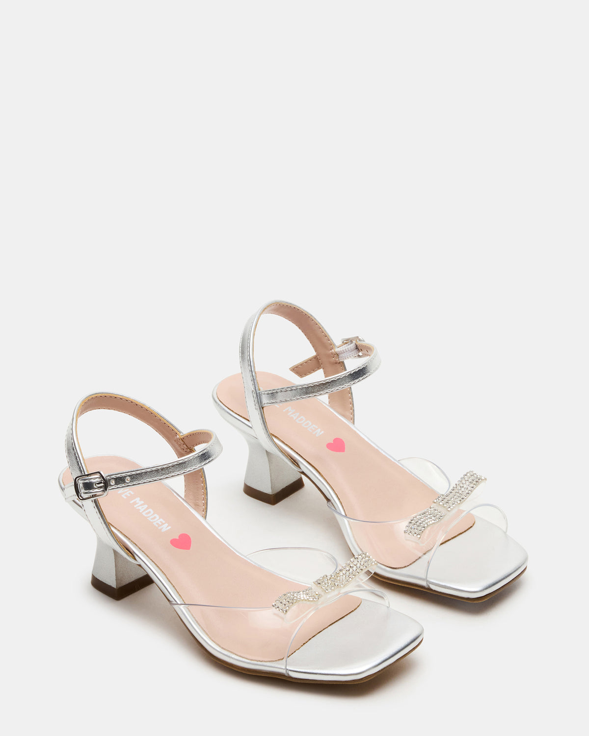 Kids' MERRY Silver Girls' Square-Toe Rhinestone Heel Steve Madden SILVER