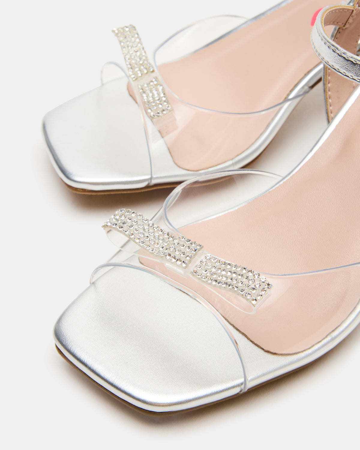 Kids' MERRY Silver Girls' Square-Toe Rhinestone Heel Steve Madden SILVER