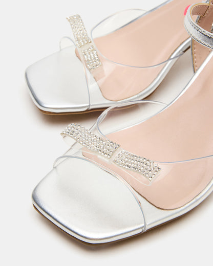 Kids' MERRY Silver Girls' Square-Toe Rhinestone Heel Steve Madden SILVER