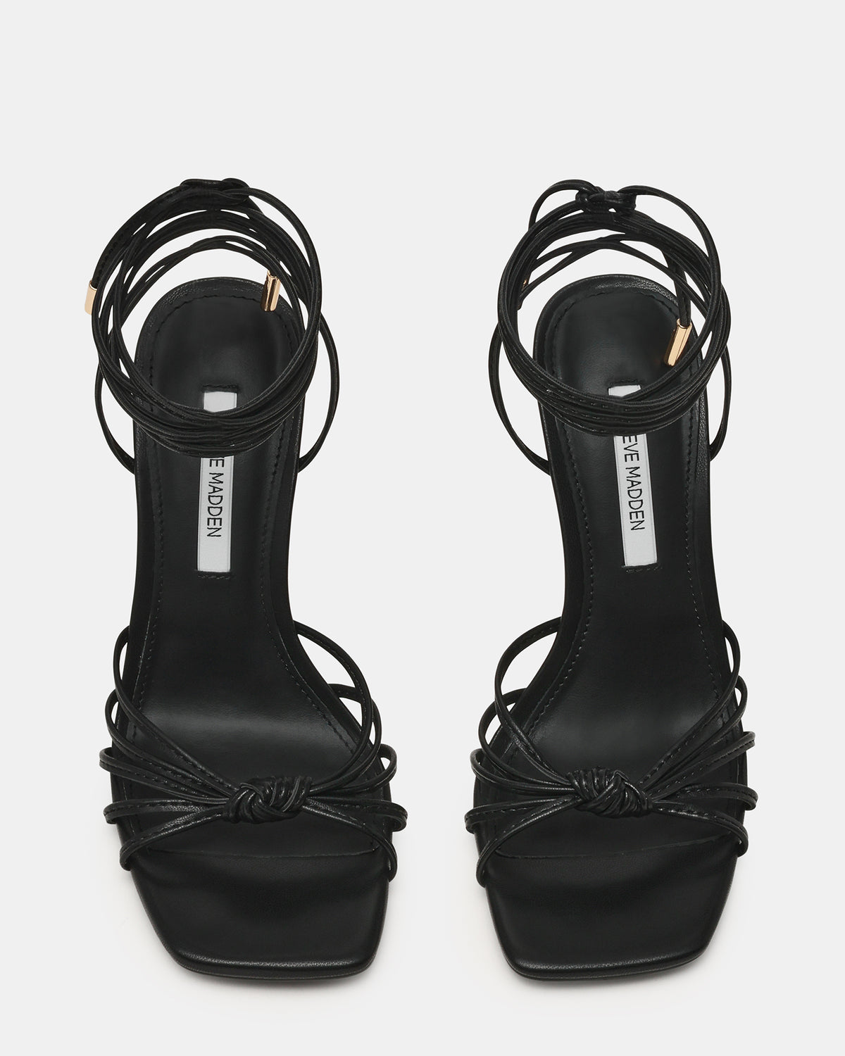 SOLENA Black Strappy Leg-Tie Square-Toe Women's Sculptured Heel Steve Madden BLACK
