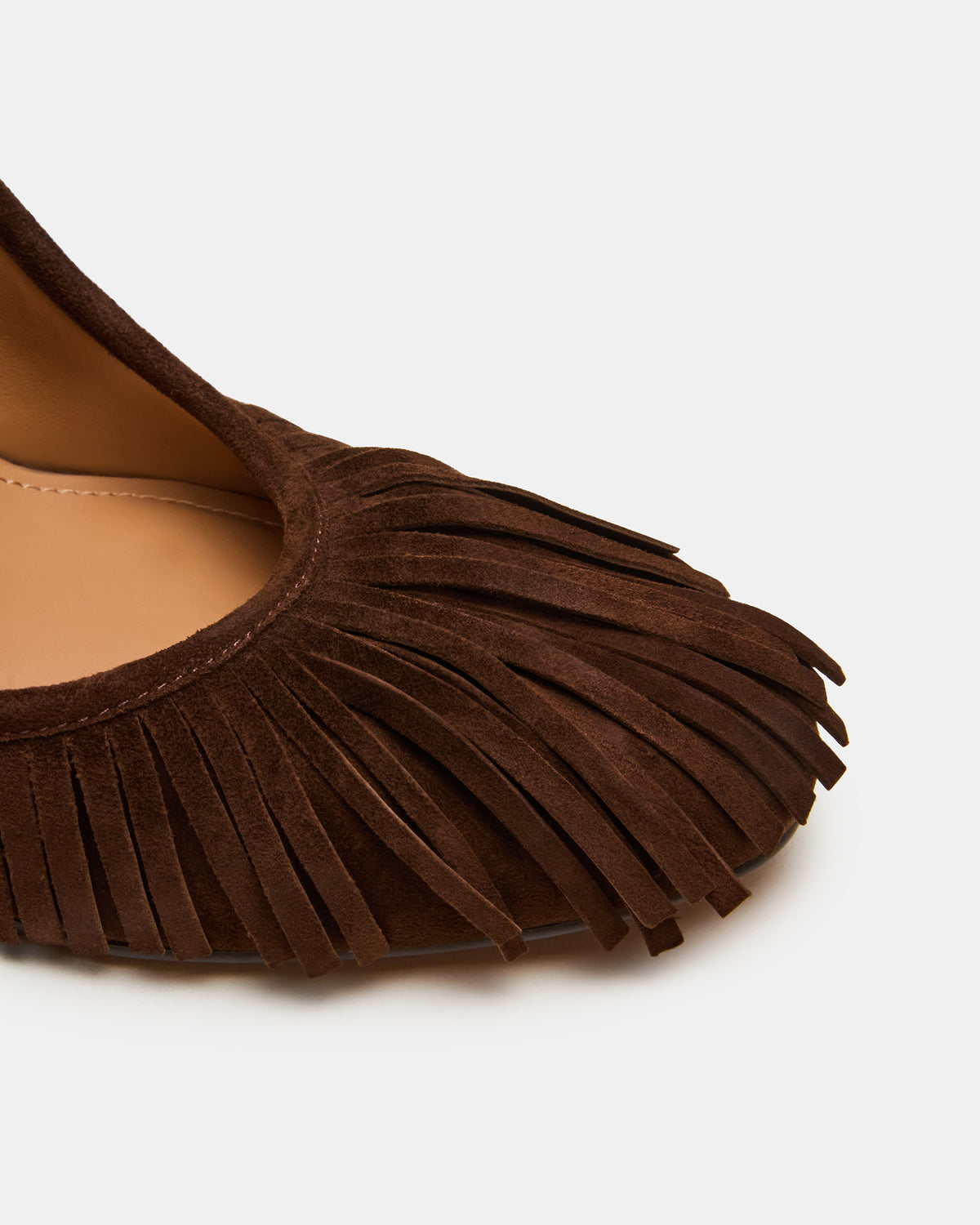 GREER Brown Suede Fringe Slingback Round-Toe Women's Heel Steve Madden BROWN SUEDE