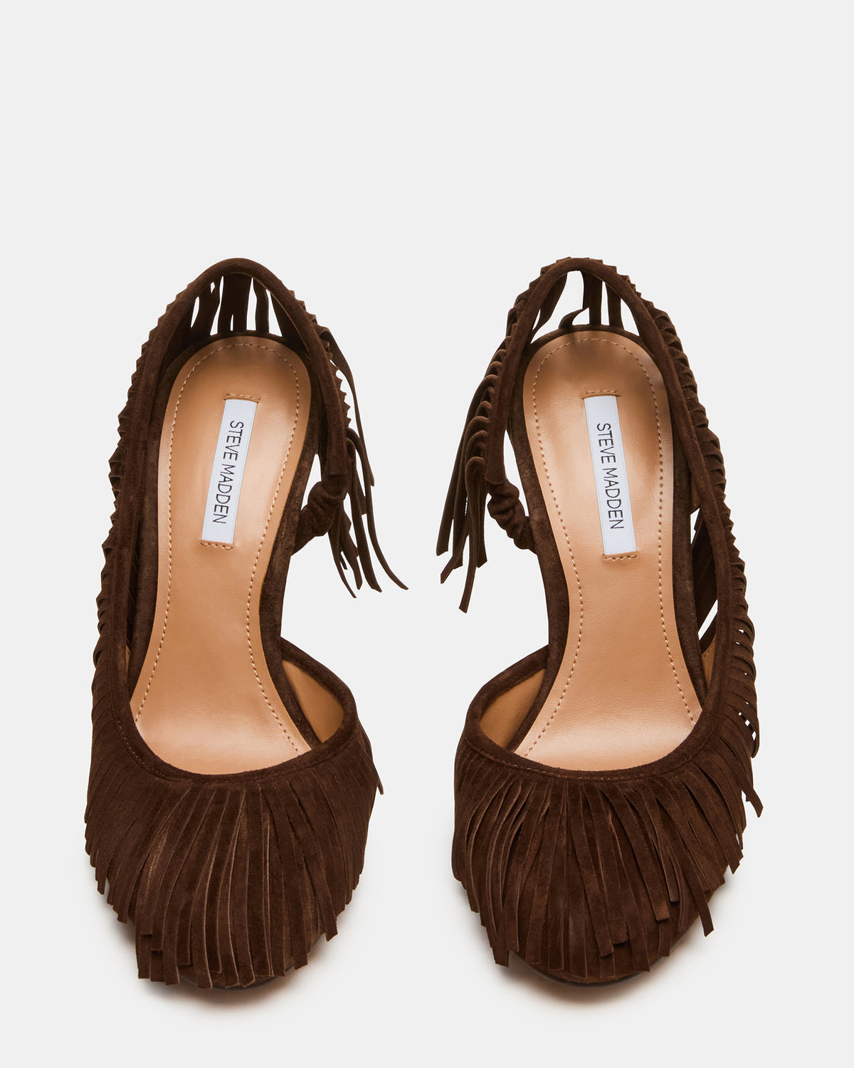 GREER Brown Suede Fringe Slingback Round-Toe Women's Heel Steve Madden BROWN SUEDE
