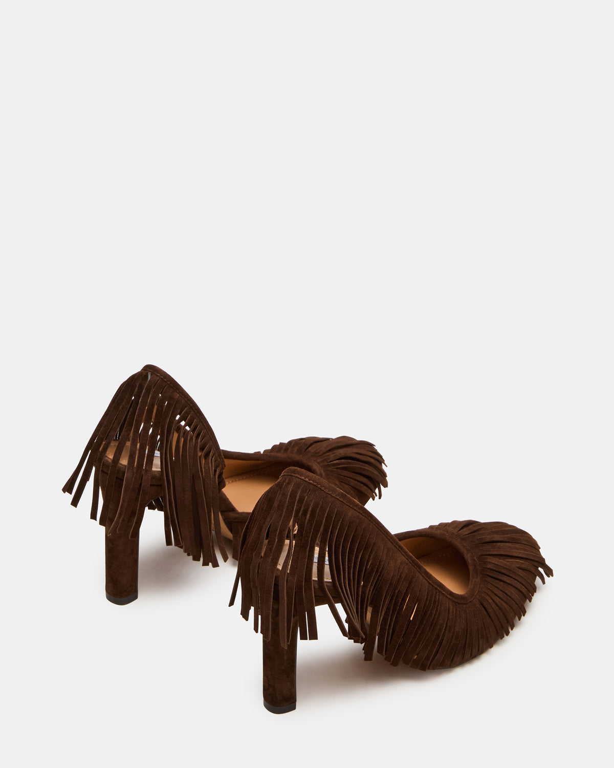 GREER Brown Suede Fringe Slingback Round-Toe Women's Heel Steve Madden BROWN SUEDE