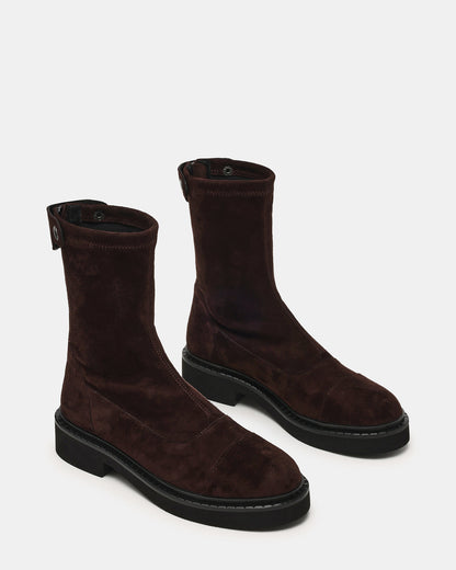 MYER Brown Suede Round-Toe Zipper Closure Women's Ankle Boot Steve Madden BROWN SUEDE