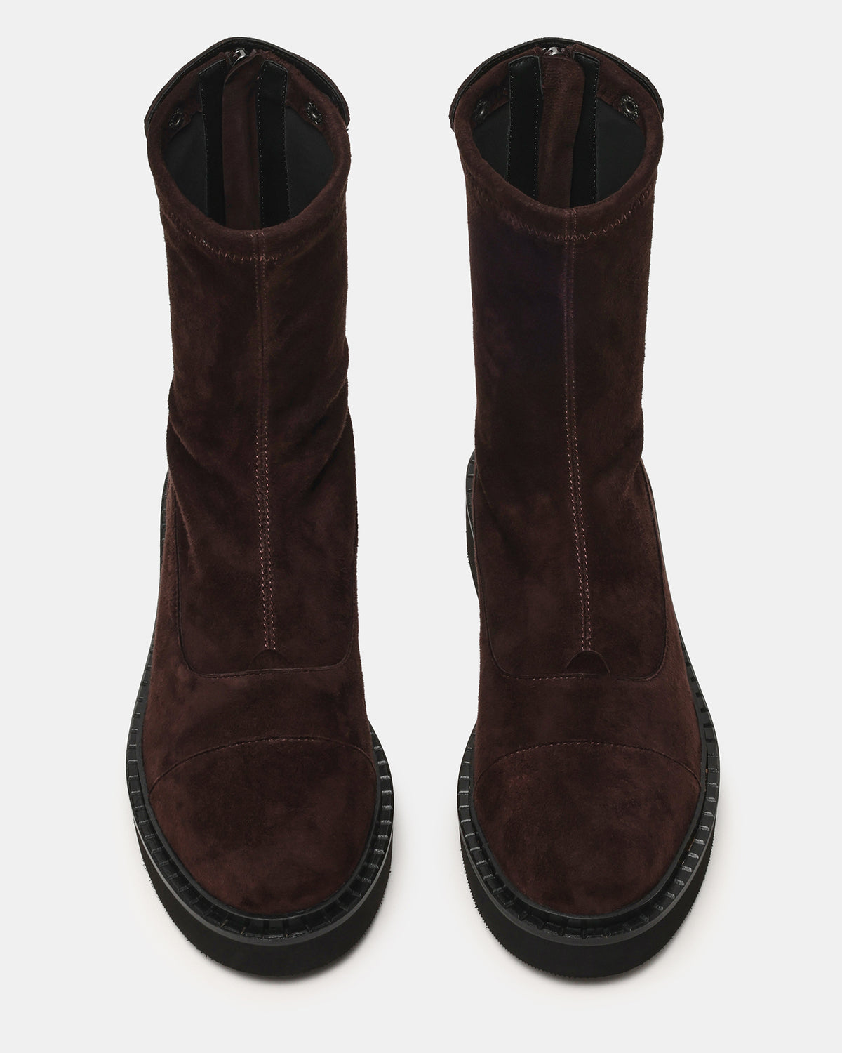 MYER Brown Suede Round-Toe Zipper Closure Women's Ankle Boot Steve Madden BROWN SUEDE