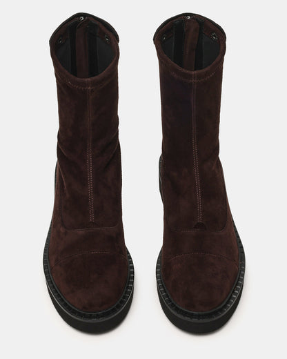 MYER Brown Suede Round-Toe Zipper Closure Women's Ankle Boot Steve Madden BROWN SUEDE