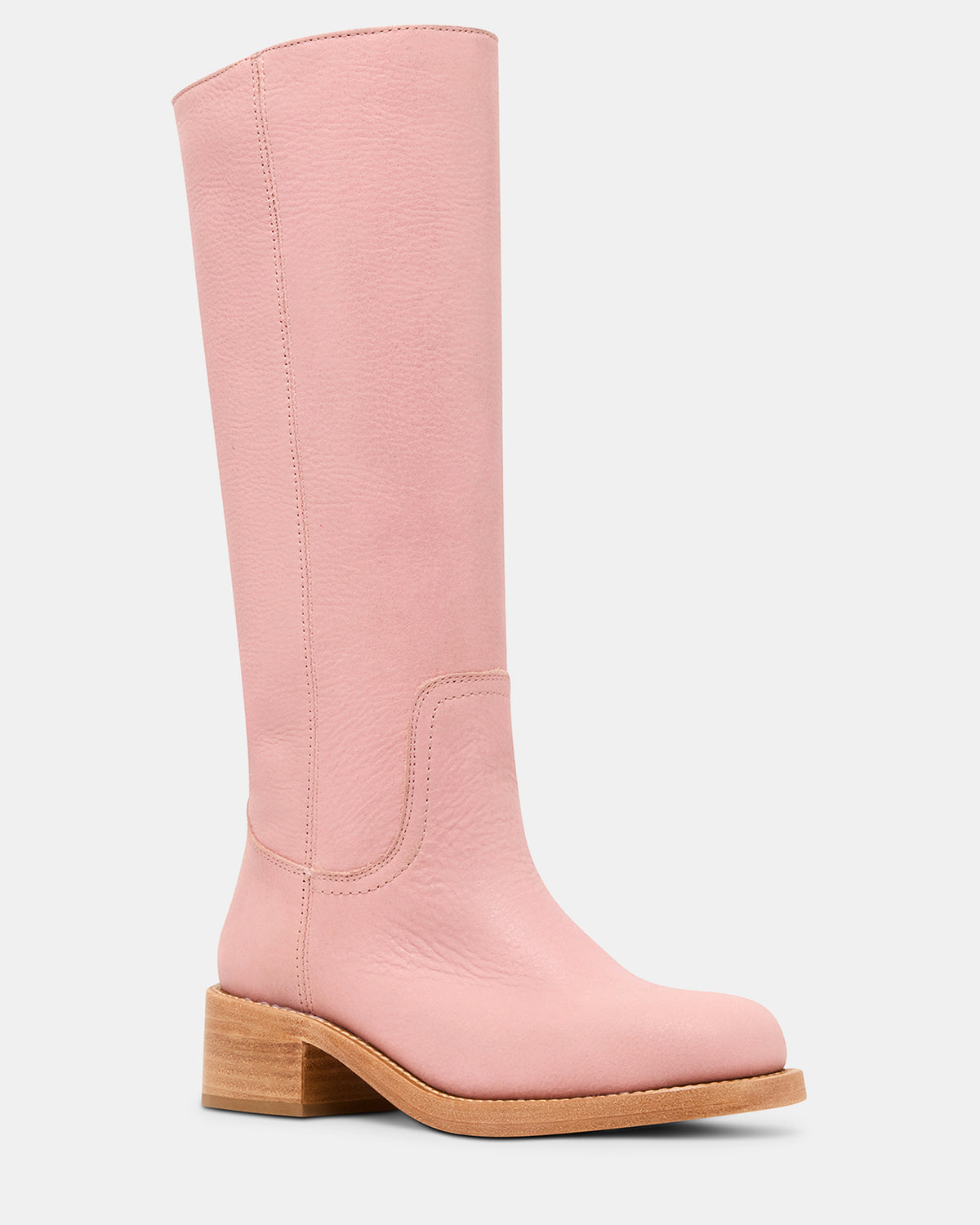 RIGGS Pink Leather Square-Toe Women's Boot Steve Madden PINK LEATHER