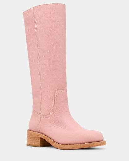 RIGGS Pink Leather Square-Toe Women's Boot Steve Madden PINK LEATHER