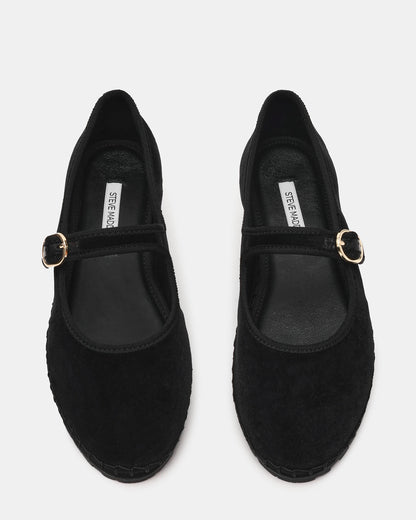 VELMA Black Velvet Mary Jane Gold-Detail Buckle Women's Flat Steve Madden BLACK VELVET
