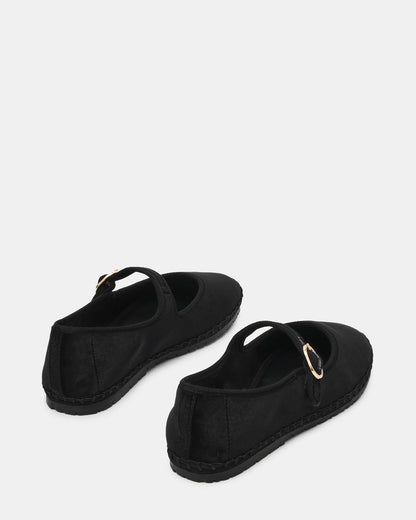 VELMA Black Velvet Mary Jane Gold-Detail Buckle Women's Flat Steve Madden BLACK VELVET