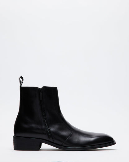 HAYNES Black Leather Men's Ankle Boot Steve Madden BLACK LEATHER