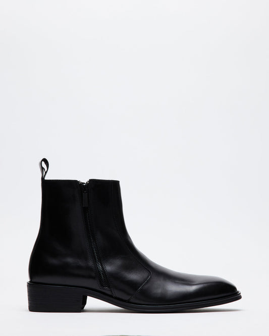 HAYNES Black Leather Men's Ankle Boot Steve Madden BLACK LEATHER