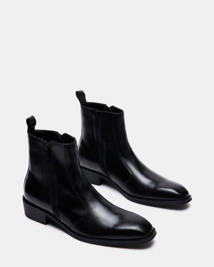 HAYNES Black Leather Men's Ankle Boot Steve Madden BLACK LEATHER