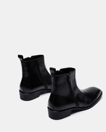 HAYNES Black Leather Men's Ankle Boot Steve Madden BLACK LEATHER