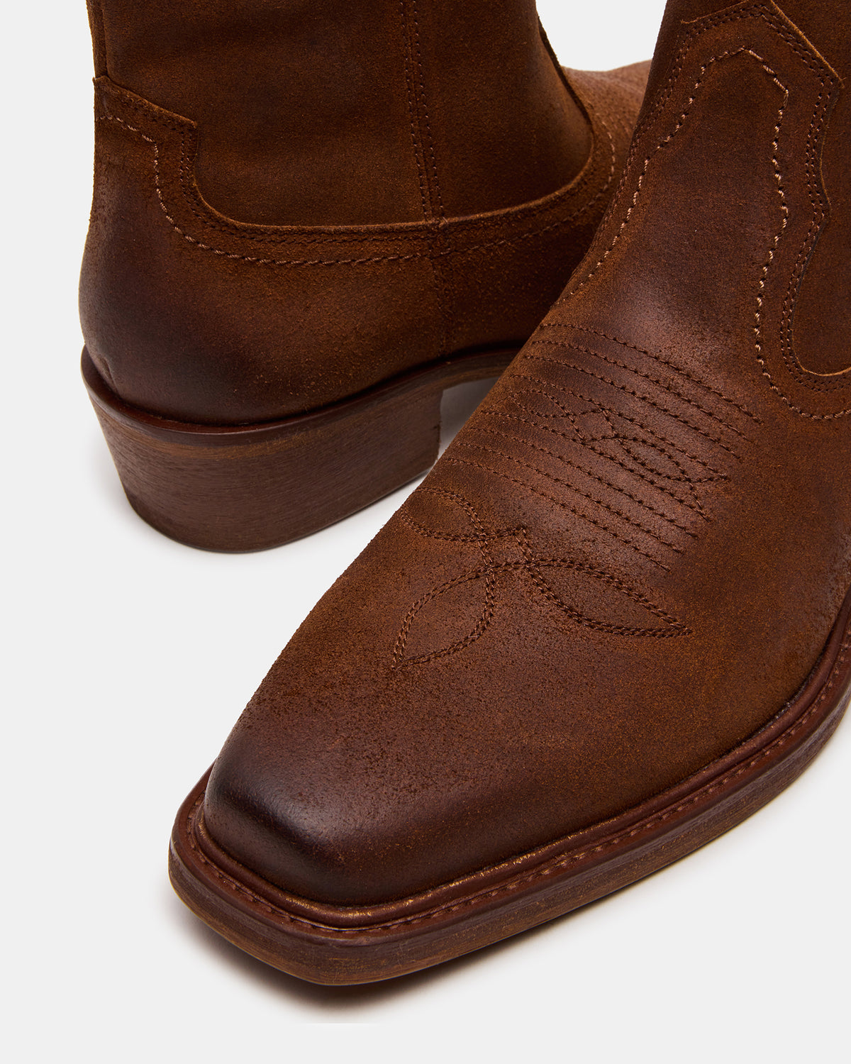 SANDERSON Dark Tan Square-Toe Western Men's Ankle Boot Steve Madden DARK TAN