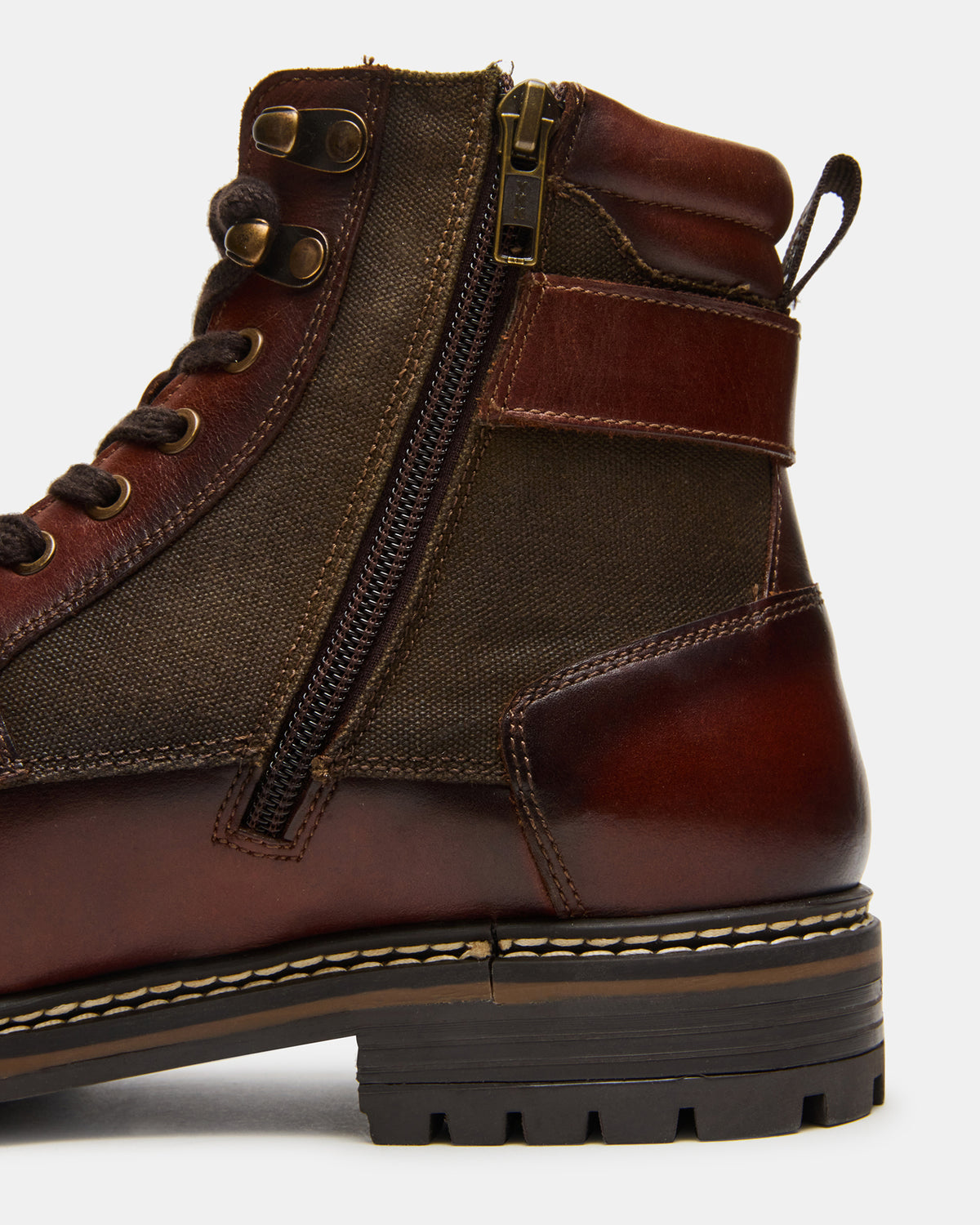 REID Cognac Lace-Up Lug Men's Ankle Boot Steve Madden COGNAC