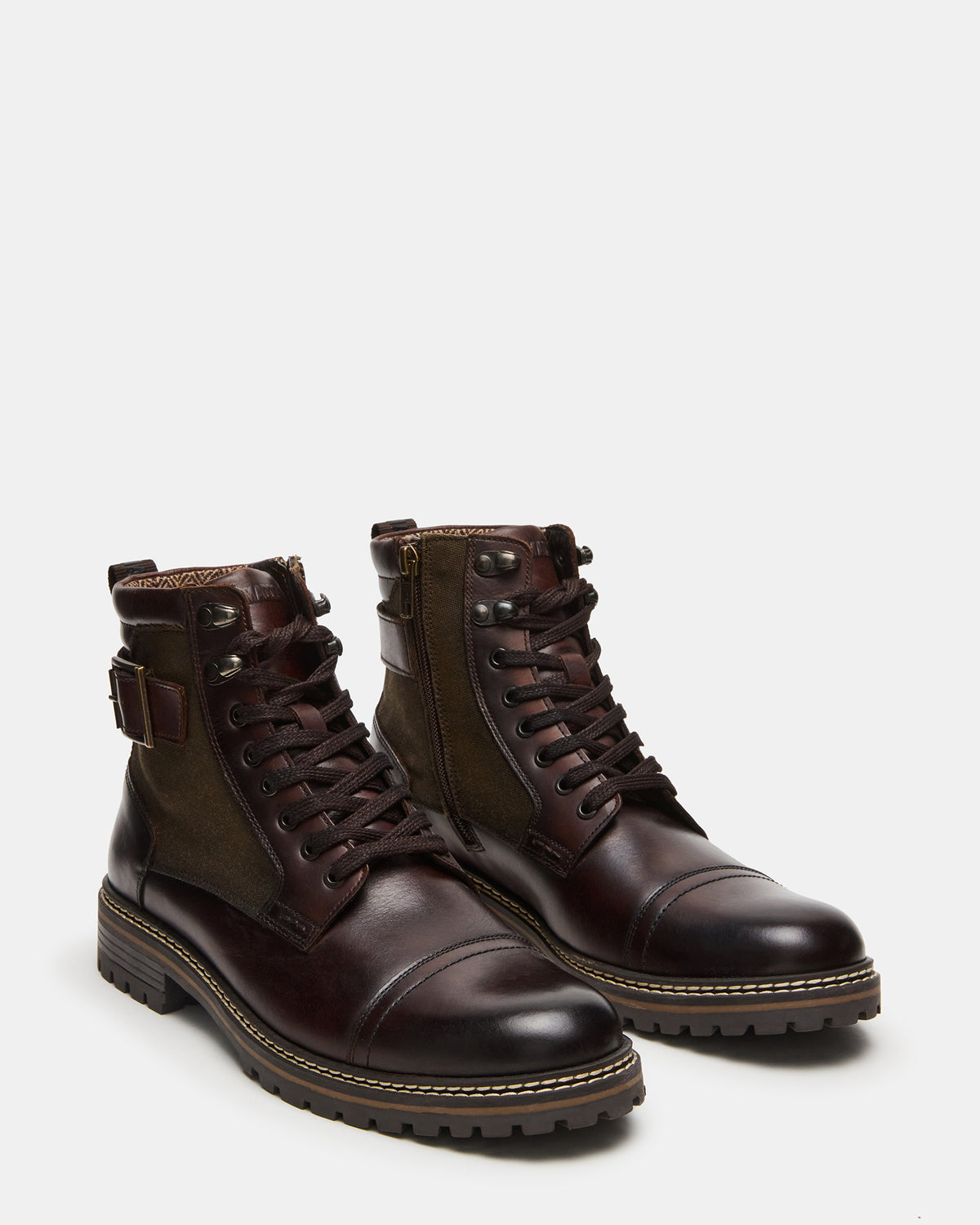 REID Dark Brown Lace-Up Lug Men's Ankle Boot Steve Madden DARK BROWN
