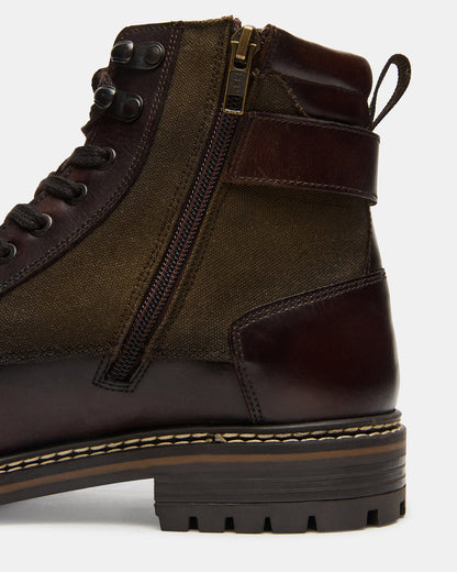 REID Dark Brown Lace-Up Lug Men's Ankle Boot Steve Madden DARK BROWN