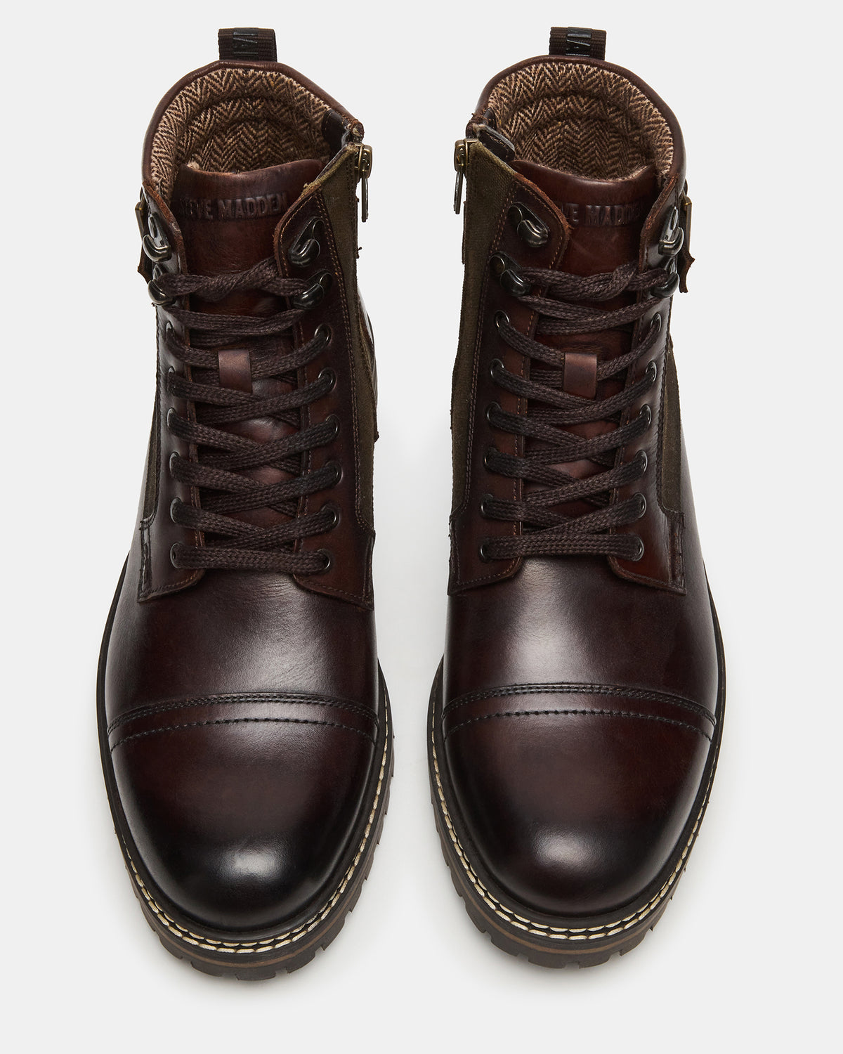REID Dark Brown Lace-Up Lug Men's Ankle Boot Steve Madden DARK BROWN