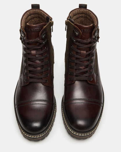 REID Dark Brown Lace-Up Lug Men's Ankle Boot Steve Madden DARK BROWN