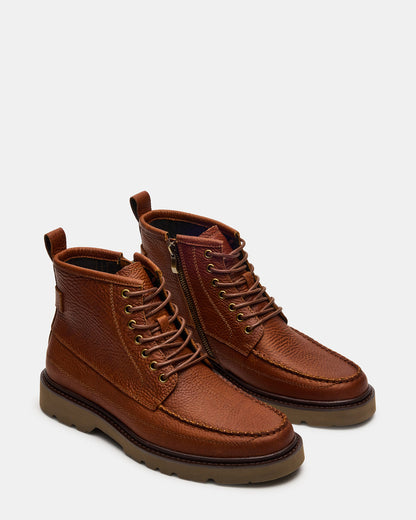 DAEL Brown Leather Lace-Up Men's Ankle Boot Steve Madden BROWN LEATHER