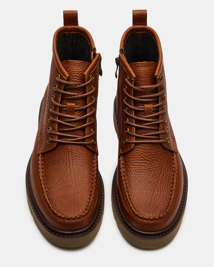 DAEL Brown Leather Lace-Up Men's Ankle Boot Steve Madden BROWN LEATHER