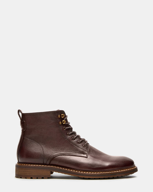 NOBY Brown Leather Men's Lace-Up Ankle Boot Steve Madden BROWN LEATHER