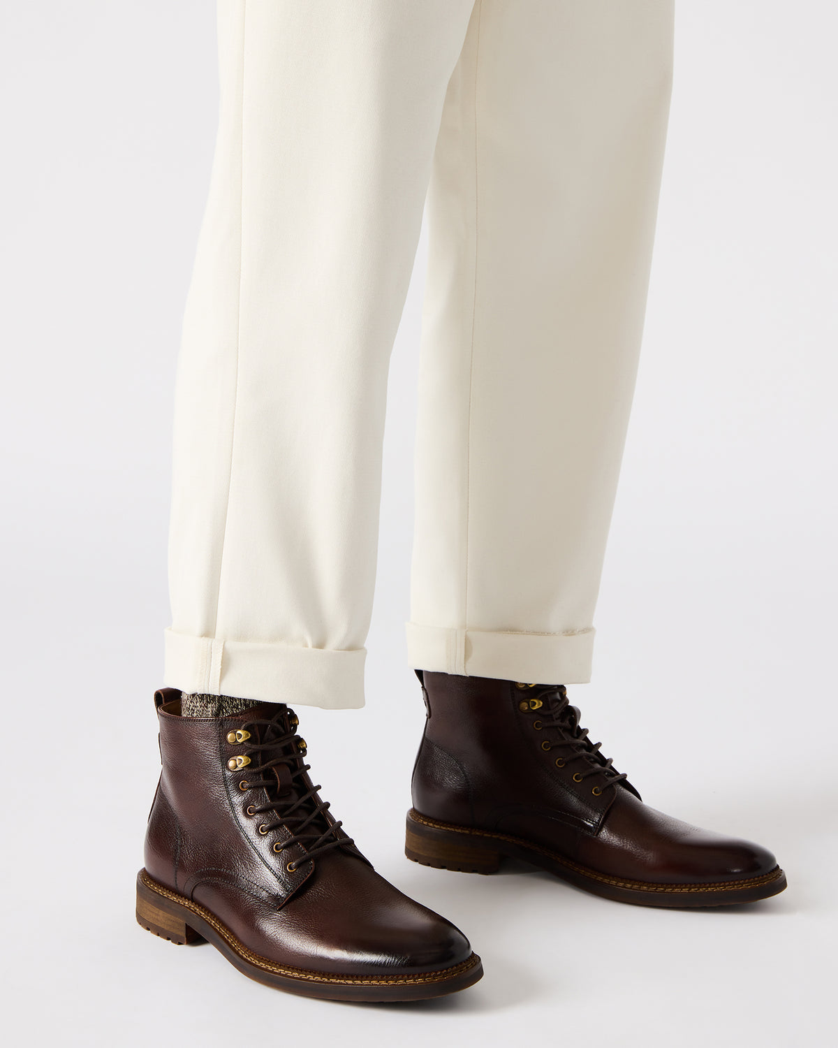 NOBY Brown Leather Men's Lace-Up Ankle Boot Steve Madden BROWN LEATHER