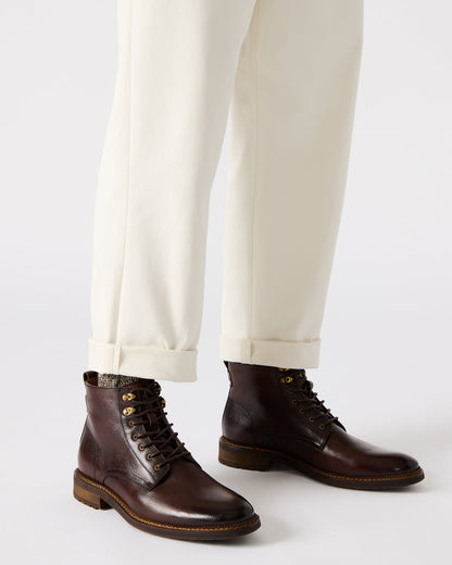 NOBY Brown Leather Men's Lace-Up Ankle Boot Steve Madden BROWN LEATHER